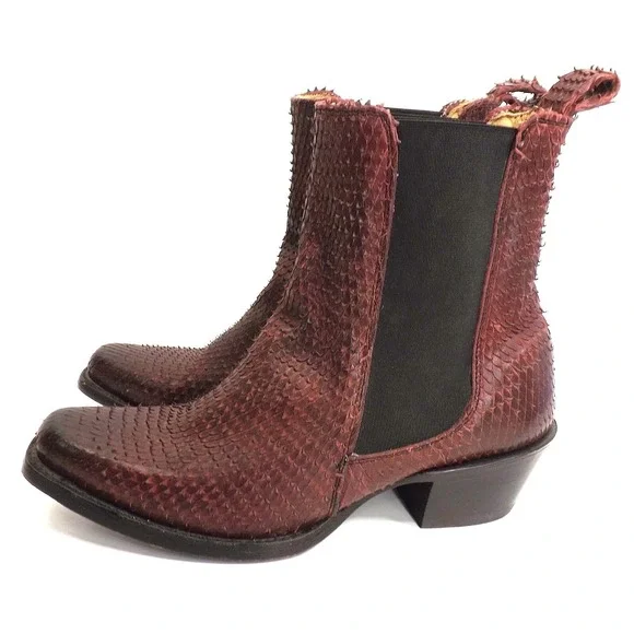 Stetson Python Snakeskin Print Chelsea Boots - Men's size 6.5 - Women's size 8 - Picture 4 of 16